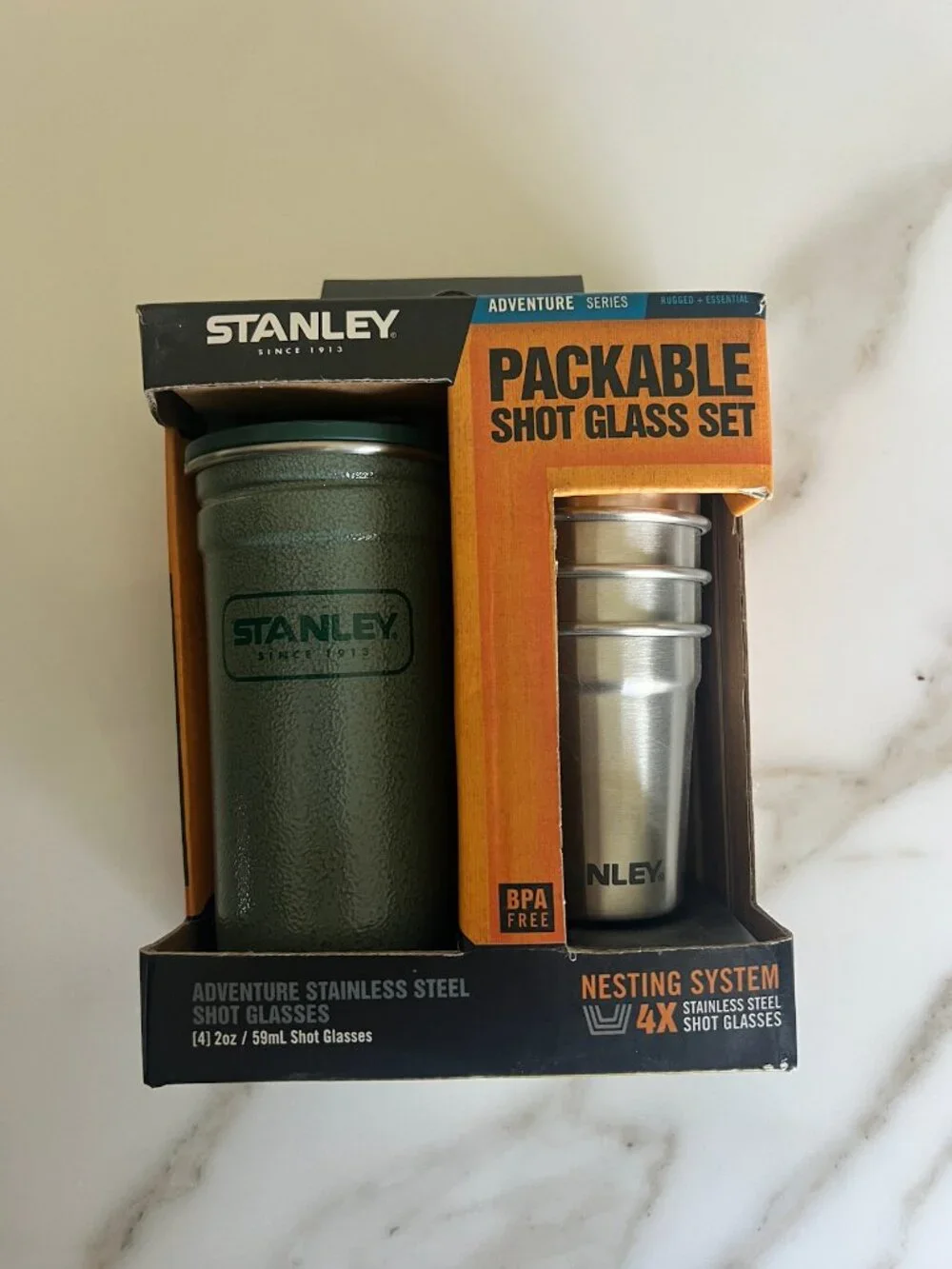 NIB Stanley Adventure Stainless Steel Packable Shot Glass Set NEW in box